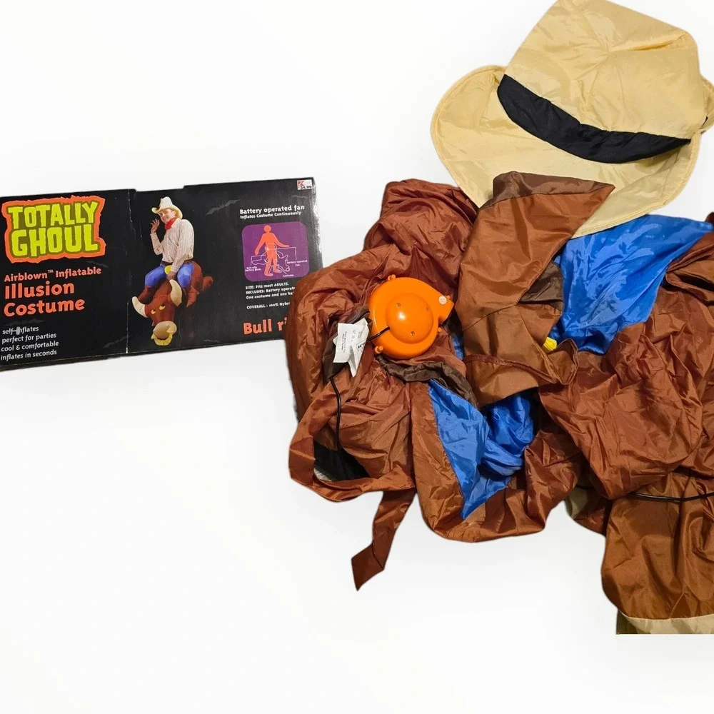 Vintage Gemmy Totally Ghoul Inflatable Bull Rider Illusion Costume Adult